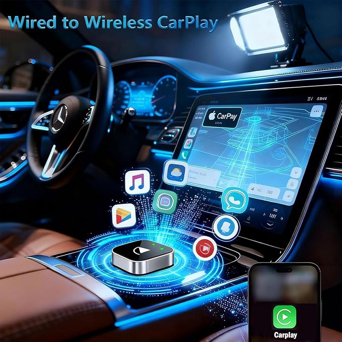 2 in 1 CarPlay Adapter for Multivan 2016-2018 2019 2020 2021 2022 2023 2024 2025 2026, CarPlay Wireless Adapter with Auto Reconnect Fast Pairing Bluetooth Connection Compact USB Dongle