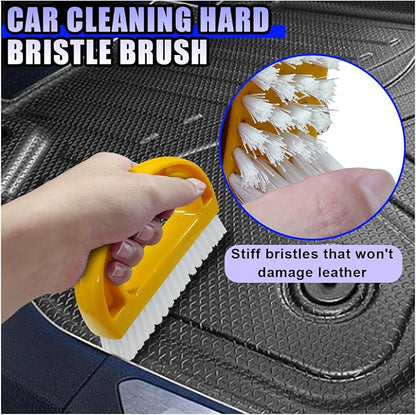YoRise 2PCS Car Carpet Cleaning Brush, Stiff Bristle Floor Scrub Brush, Portable Car Cleaning Kit, Automotive Wash Brushes for Vehicles Interiors, Home, Floor Mat, Leather Seat (Yellow)