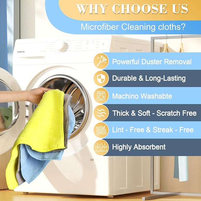 Car Wash Towels 16x16 - Microfiber, Grey 6-Pack | Premium microfiber is highly absorbent, lint-free & reusable. Perfect for car interior, exterior, kitchen & home.