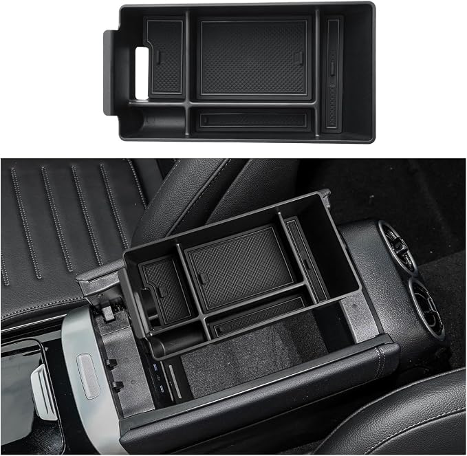 ECOZEN Center Console Organizer For 2022-2026 Mercedes C Class C 300/AMG C 43/C 63 - Armrest Box Storage Tray Compatible with 2022-2026 Mercedes C 300/ AMG C 43 C63 Accessories Armrest Organizer ABS