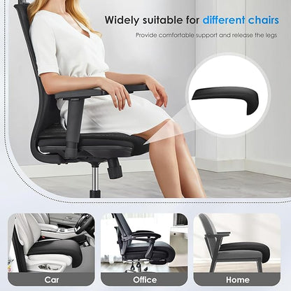 FLORICH Car Seat Extender Leg Extender Support Cushion for Driver Seats Office Chair, Leather Carseat Leg Support for Long Drivers Universal Car Seat Cushion Legs Rest Pads-Warm Black
