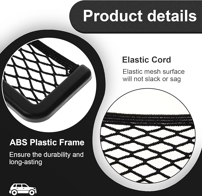 Frienda 2 Pcs Boat Storage Net Bag, ABS Plastic Car Framed Mesh Net Holder, Phone & Cargo Organizer with Screws for Auto, Rv, Boat, Pontoon, Truck Pocket Storage (6.7 x 3.15 Inch)