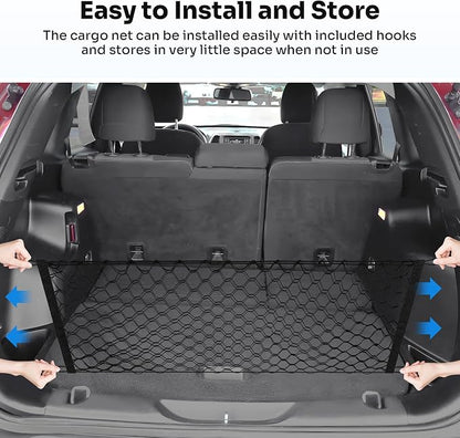 Canvcle Trunk Cargo Net for 2014-2023 Jeep Cherokee Accessories Envelope Style Mesh Trunk Net Organizer and Storage Stretchable Adjustable Elastic Nylon Rear Cargo Netting with Hooks