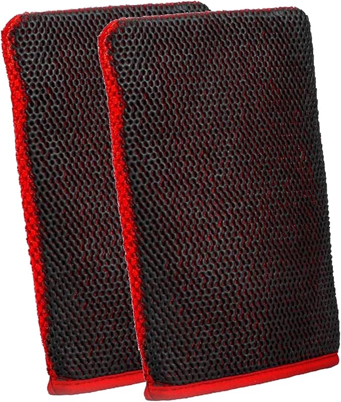 2 Pcs Fine Grade Synthetic Clay Mitt for Car Detailing, Premium Clay Infused Auto Detailing Glove Designed to Remove Dirt, Grime, Iron and Surface Contaminants From Paint, Glass, for a flawless finish