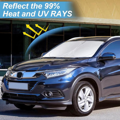 Custom Fit HR-V Windshield Sunshade for 2021 2022 2023 2024 2025 2026 HR-V (LX Sport EX EX-L) Accessories Front Window Cover for Windshield Sun Visor Protector 210T Reflective Blocks UV Keep Cool