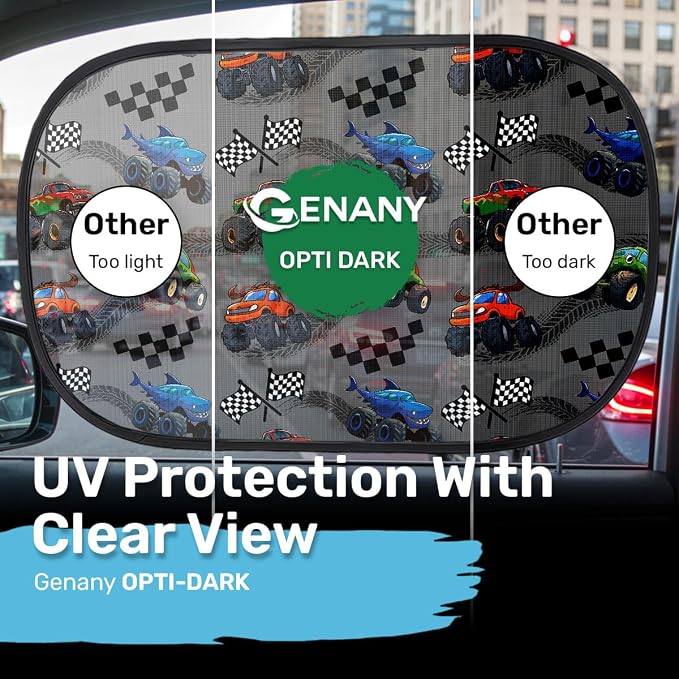 GENANY 2pcs Truck Window Sun Shade for Sedan SUV Truck (21x14 Inches), Sun Shades for Side Window, Accessories for Kids, Baby Window Shades, Summer Car Decor