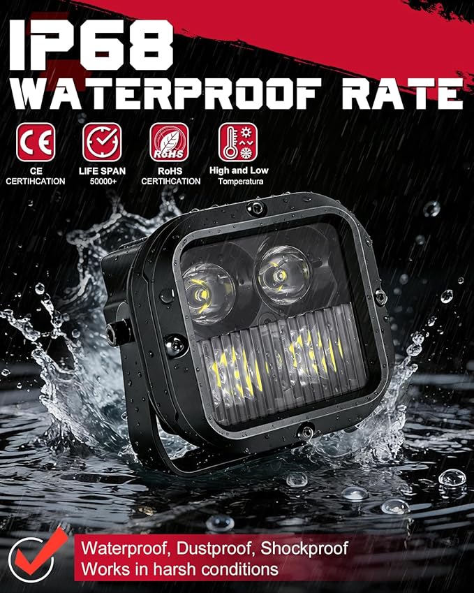 OFFROADTOWN LED Pods, 3inch 80W CREE LED Pods Off Road Driving Lights Cubes Ditch Lights Headlight for Truck Pickup Dirt Bike UTV ATV SUV Boat 4x4 Car - Combo Wide Plus Beam