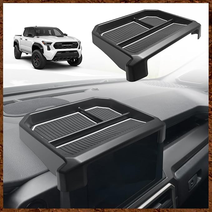 Muslogy Dashboard Storage Box for 2024 2025 2026 Tacoma & 2025 2026 4Runner Accessories Center Console Organizer w/ 8-inch Screen for SR SR5 TRD PreRunner TRD Sport Off-Road Pro Trailhunter (White)