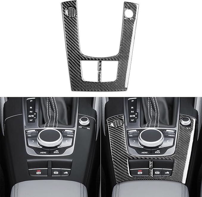 Real Premium Carbon Fiber Sticker Compatible with Audi A3 S3 RS3 8V 2013 2014 2015 2016 2017 2018 2019 Car Center Console Gear Shift Panel Control Frame Decor Auto Interior Accessories Decal Black