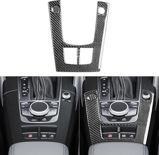 Real Premium Carbon Fiber Sticker Compatible with Audi A3 S3 RS3 8V 2013 2014 2015 2016 2017 2018 2019 Car Center Console Gear Shift Panel Control Frame Decor Auto Interior Accessories Decal Black