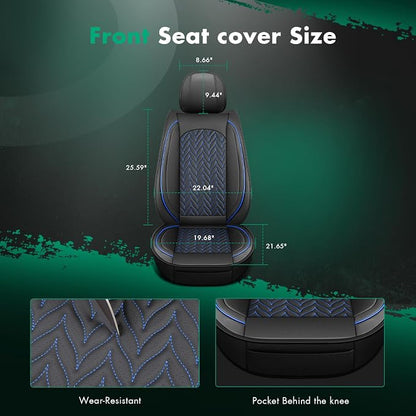 SCITOO 2CPS Front Seat Covers,Car Seat Covers Universal Automotive Seat Covers Waterproof Vehicle Seat Covers for Most Sedan, Truck and SUV (2PCS Front, Black And Blue)