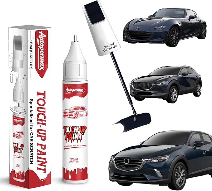 42M Deep Crystal Blue Pearl Car Touch Up Paint for Mazda, Color Accurate Two-In-One Car Paint Scratch Repair Pen, Professional Scratch Remover for Vehicles Chips and Nicks Scuff