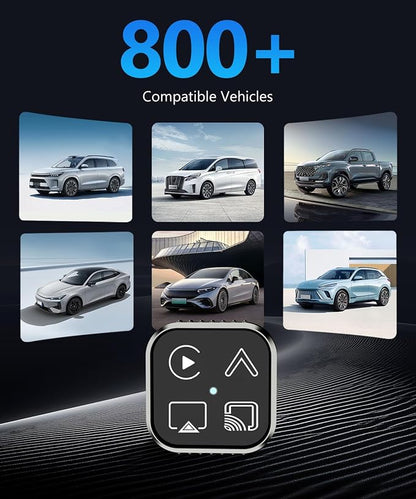 2026 4 in 1 Mini Wireless CarPlay Android Auto Adapter, Support AirPlay MirrorLink, Convert Wired to Wireless, Auto Connect for Daily Commute, Plug and Play Dongle (Gunmetal Grey)