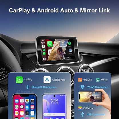Wireless CarPlay & Android Auto Retrofit Kit Decoder for Mercedes Benz A/B/C/E/GLK/GLA/GLC/GLS/ML/GL/SLK/V Class 2011–2015 with NTG4.5/4.7 System, Supports Original Knob Control & Camera