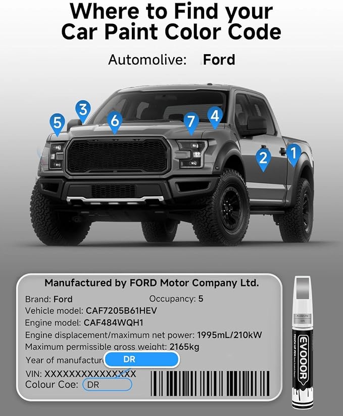 Touch Up Paint for Ford – Exact Match 2 in 1 Paint Pen for Chips and Nicks Repair (Avalanche(DR))