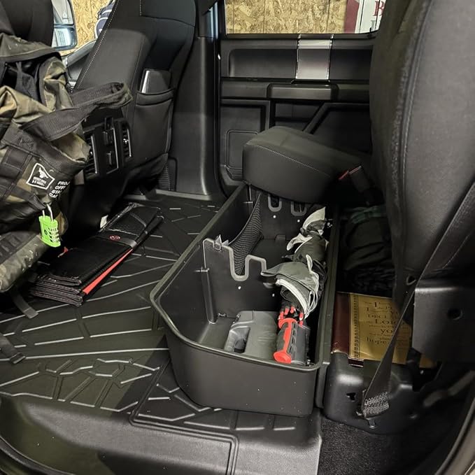 WHALEMOTOR Underseat Storage Compatible with Ford F150(2015-2026)&Super Duty(2017-2026) SuperCrew/Crew Cab, Upgraded Rear Under Seat Organizer Cargo Box for F-150 F250 F350 F450 F550