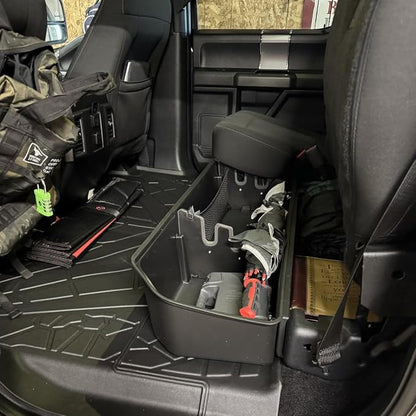 WHALEMOTOR Underseat Storage Compatible with Ford F150(2015-2026)&Super Duty(2017-2026) SuperCrew/Crew Cab, Upgraded Rear Under Seat Organizer Cargo Box for F-150 F250 F350 F450 F550