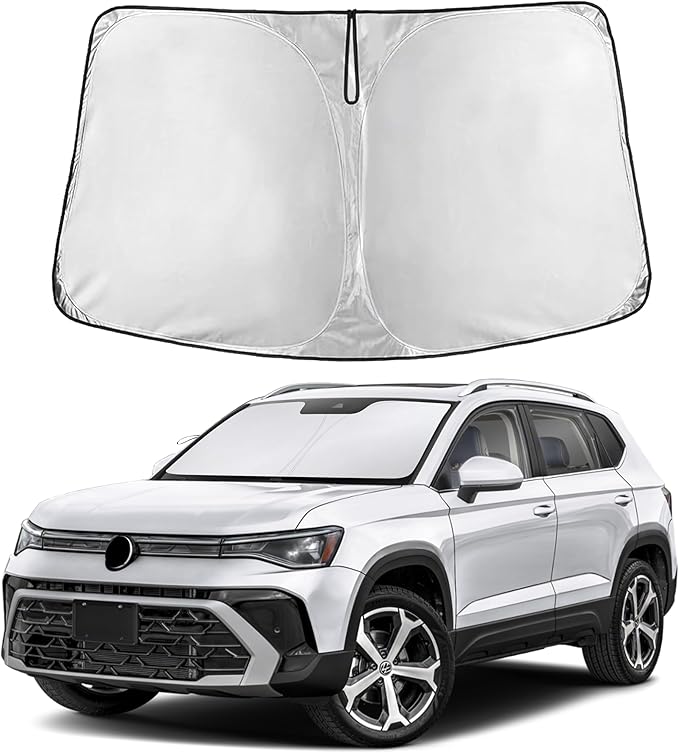 EcoNour Windshield Sunshade Compatible for Volkswagen VW Taos 2022-2024 2025 2026, Sun Visor for Front Windshield & Window Sun Shade Cover, UV Heat Blocker & Protector, Car Accessories