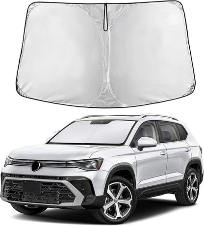 EcoNour Windshield Sunshade Compatible for Volkswagen VW Taos 2022-2024 2025 2026, Sun Visor for Front Windshield & Window Sun Shade Cover, UV Heat Blocker & Protector, Car Accessories