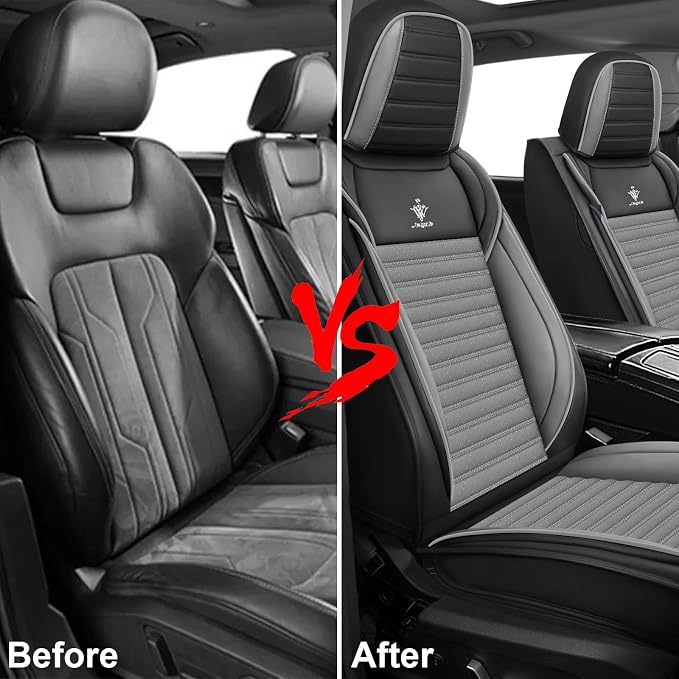 Seat Covers Full Set Fit for Nissan Rogue 2015-2026, Breathable and Comfortable Leather Car Seat Cover, Standard Waterproof Cushion Cover Auto Interior Accessories (Black Gray)