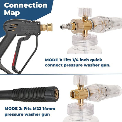 Foam Cannon for Pressure Washer, Adjustable Foam Blaster, M22 and 1/4 Inch Quick Connect, Extra Nozzle 1.1mm
