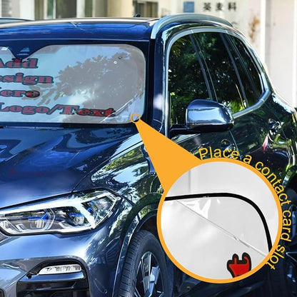Custom Car Windshield Sunshade,Add Your Image/Text Personalized Car Sun Visor Window Sunshades,Blocks Sun Visor Protector Foldable Sun Shield Keep Your Vehicle Cool,55" L x 27.6" W