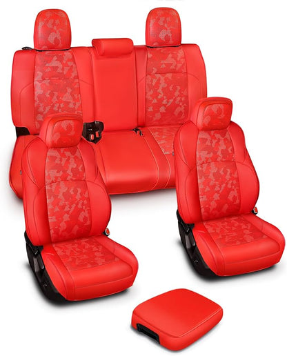 Carlimeki Leather Seat Covers Custom Fit for Tacoma Gen 4th (2024-2026) Double Cab, for SR, SR5, TRD PreRunner, TRD Sport, TRD Off-Road, Limited, Trailhunter - Armrest Covers Included - Fully Covered