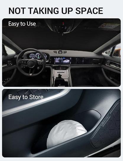 Proadsy 2026 Upgrade Windshield Sun Shade Custom Fit 2017-2025 2026 Porsche Panamera Foldable Front Sunshade Protector Sun Visor Blocks UV Rays Keep Car Cooler