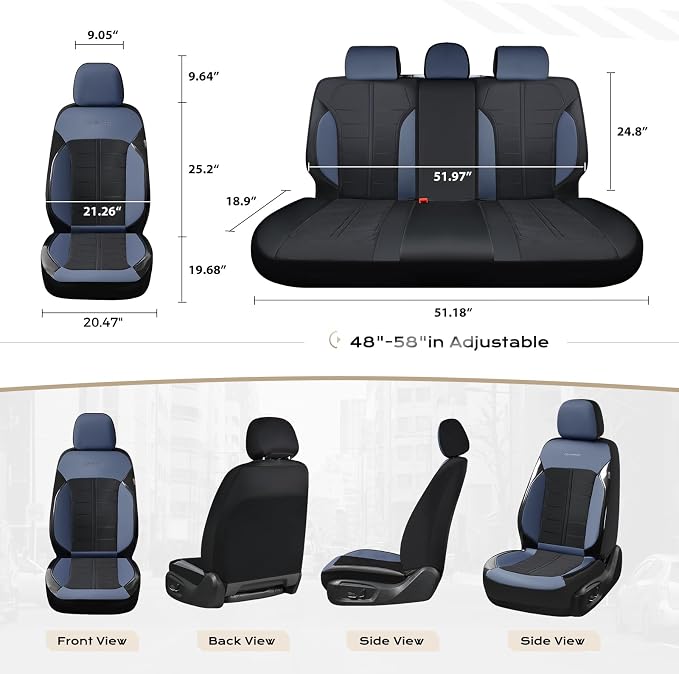 Coverado Seat Cover, Car Seat Cover Front Seats, 3D Air Mesh Breathable Seat Protectors Sports Carbon Fiber Design Airbag Compatible Comfort Universal for Most Cars, Van,Trucks, SUV, Black&Blue