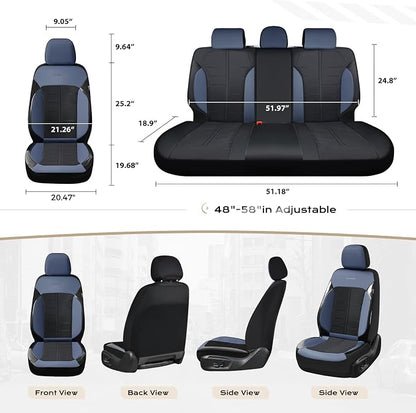 Coverado Seat Cover, Car Seat Cover Front Seats, 3D Air Mesh Breathable Seat Protectors Sports Carbon Fiber Design Airbag Compatible Comfort Universal for Most Cars, Van,Trucks, SUV, Black&Blue