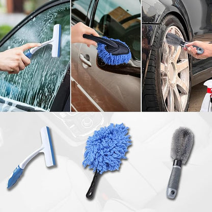 Seal Skin Covers 6pcs Car Wash Kit, Complete Car Wash Bucket Set with Brush, Microfiber Cloth Car Washing Accessories - Car Cleaning Supplies Kit - Ideal for Car Washing Kit & Motorcycle Wash