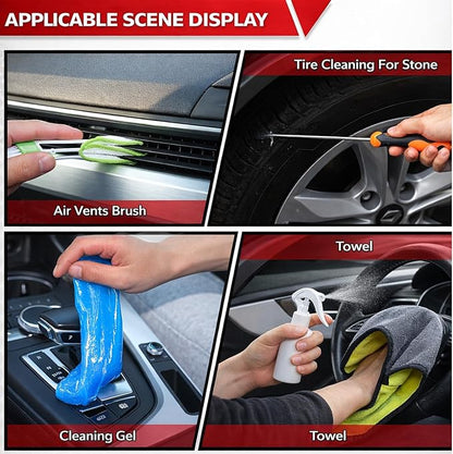 63PCS Car Wash Cleaning Kit,Car Wash Brush with Long Handle,Car Detailing Kit with Foam Gun,Car Cleaning Supplies,Handheld Vacuum, Car Detailing Kit (63PCS)