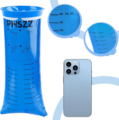 PHSZZ 100 Pack Vomit Bags Disposable, Leak Resistant Barf Bags, Portable Blue Vomit Bag, 1000 Ml Emesis Puke Throw Up Nausea Motion Sickness Bag for Car, Aircraft, Taxi