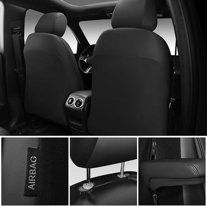 CAR PASS 3D Foam Faux Leather Seat Covers Front Seats,Waterproof Leather Front Seat Cover for Cars,Luxury Universal Fit for SUV Truck Sedan Automotive, Armrest Airbag Compatible Anti-Slip, Black
