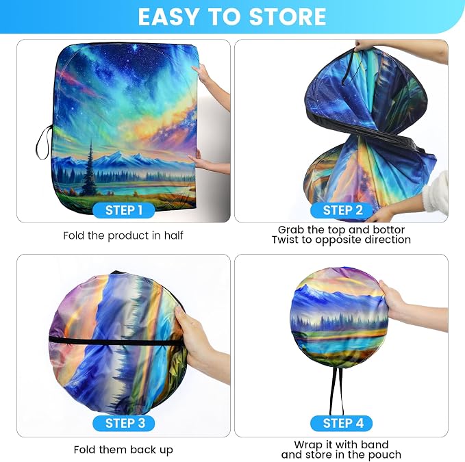 Car Windshield Sunshade | Innovative No-Light-Pass Technology for Maximum Protection | Foldable Sun Shade