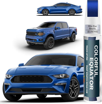 B3/M7440 Atlas Blue Metallic Touch Up Paint for Ford, Car Paint Pen Scratch Repair Two-In-One Touch Up Paint, Premium Car Scratch Remover for Deep Scratches