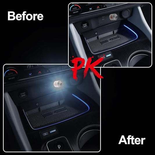 USB LED Car Interior Night Light, 2 PCs, Atmosphere Lamp, Mini Decoration Lights, Ambient Atmosphere Night Lamp, USB Night Light for All Car Interiors (White)