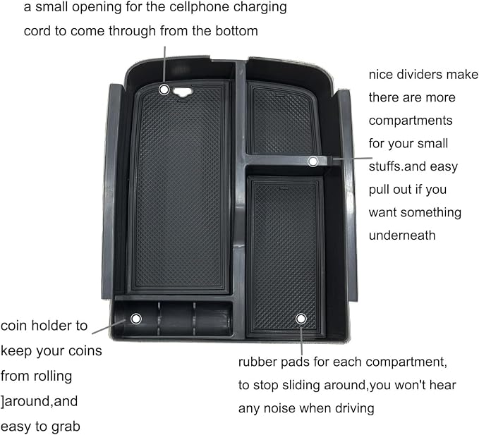 Compatible with Kia Telluride 2026-2020 Center Console Armrest Storage Tray Box ABS Insert Organizer Glove Console Separation Glove Pallet Phone Holder Full Cover