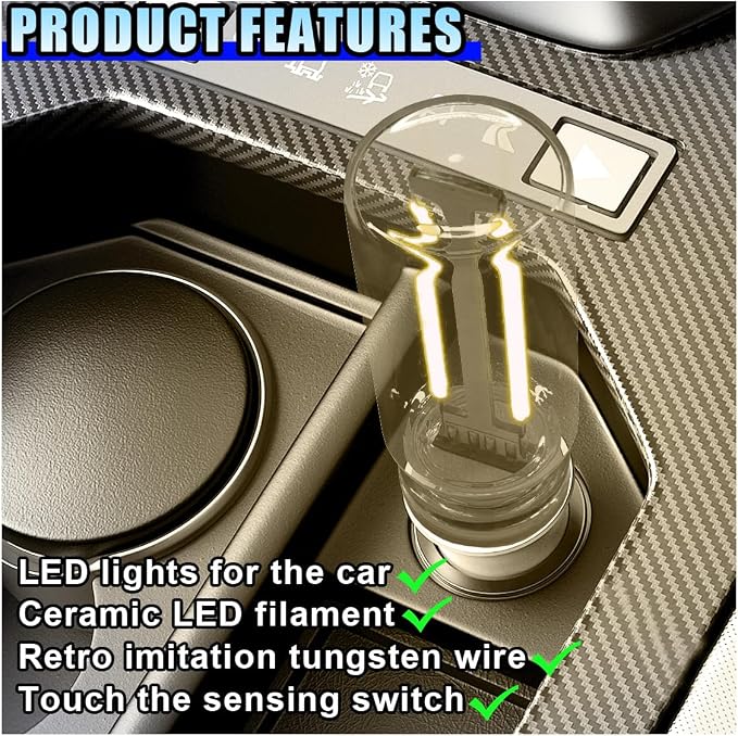 USB LED Car Interior Atmosphere Light, Portable Mini Ambient Light Retro Car Lamps, Plug-in USB Touch Control LED Night Light Auto Interface Charging Lamp for Cars Hallway Bedroom (Warm color)