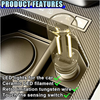 USB LED Car Interior Atmosphere Light, Portable Mini Ambient Light Retro Car Lamps, Plug-in USB Touch Control LED Night Light Auto Interface Charging Lamp for Cars Hallway Bedroom (Warm color)