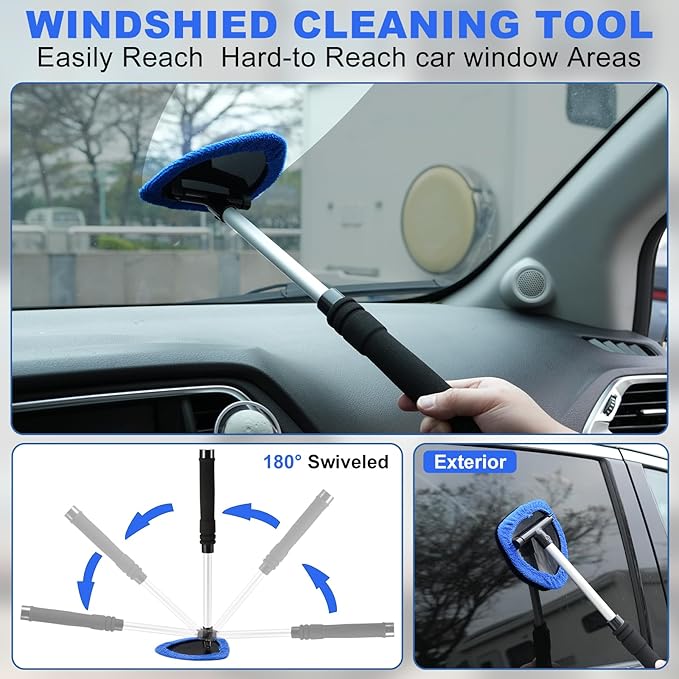 Windshield Cleaner Tool, 14Pcs Car Interior Cleaning Kit, Car Detailing Kit Interior Cleaner, Car Detailing Brushes, Car Cleaning Gel, Inside Cleaning Supplies Accessories for Women Men