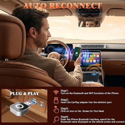 4 in 1 Wireless CarPlay Adapter with Screen Mirroring – Supports Apple CarPlay & Android Auto & AirPlay & MirrorLink, 2026 Upgraded screen mirroring dongle for car, USB-A/USB-C Connection, Plug & Play