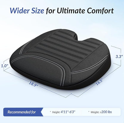 ZIKEE Wedge Car Seat Cushion for Tailbone Pain Relief & Better Visibility, Ergonomic Memory Foam Seat Cushion for Car with Breathable Channel Design, Fits Car, SUV, Truck, Non-Slip Mesh Cover