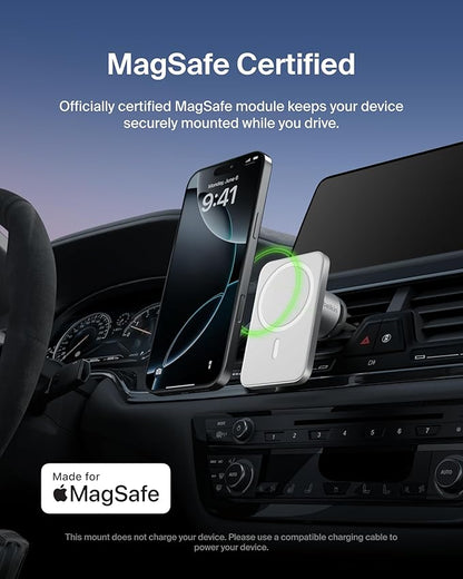 Belkin MagSafe Vent Mount Pro - MagSafe Compatible Phone Mount for Car - Wireless Magnetic Phone Holder Mount for iPhone 17, iPhone 16, 15, Pixel 10, & More - Car Accessories (Certified Refurbished)