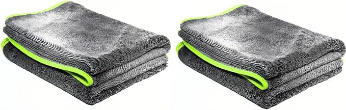 Twist Drying Towel Super Absorbent 600GSM - 35.4'' x 23.6'' inches, Gray Color, Rapid Drying, Large Cleaning, Lint-Free Detailing, High Absorption Microfiber Towels for Cars (2)