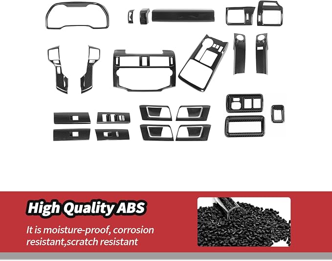 JeCar 27pcs Full Set Carbon Fiber Interior Trim Kit for 2010-2019 Toyota 4Runner Interior Accessories
