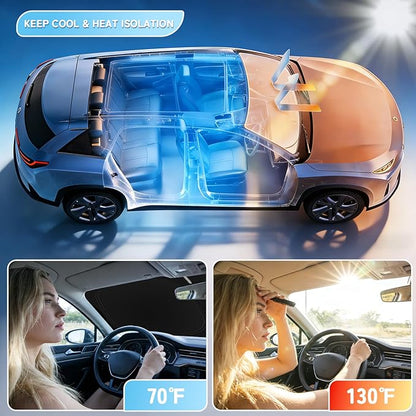 Custom Fit Windshield Sun Shade for VW Passat 2012-2022, Blocks UV & Heat, Front Window Sunshade Accessorie, Easy Fold & Store Keep Your Car Cooler