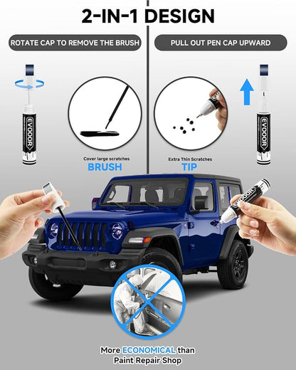 PBM/SBM Ocean Blue Touch Up Paint Compatible with JeepExact Match 2 in 1 Touch up Paint for Chips and Nicks Repair