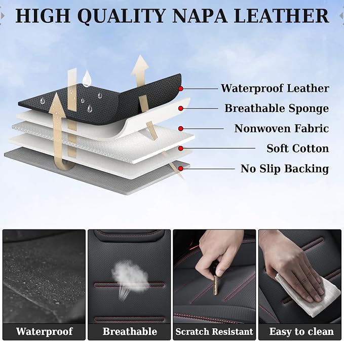 Coverado Car Seat Covers, Front Covers for Cars, Car Seat Cover Front Seats, Car Seat Protector Waterproof, Leather Cushion, Universal Interior Covers Seat Protectors for Most Cars