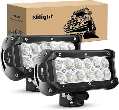 Nilight Led Pods 2Pcs 36W 2800LM 6.5 Inch Flood Off Road Light Bar Super Bright Driving Work Fog Lamps for Trucks Pickup Golf Cart SUV ATV UTV 4x4 Van Camper Boat